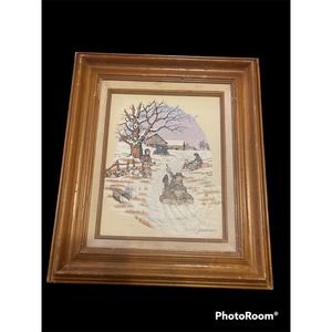 VTG C.Carson oil painting  folk art